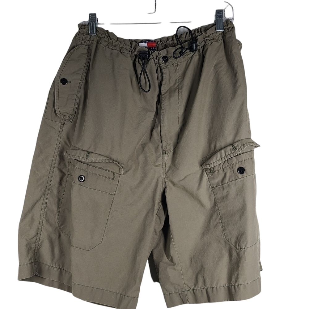 Tommy Hilfiger‎ Mens Cargo Olive Green Adjustable Drawstring Shorts XL